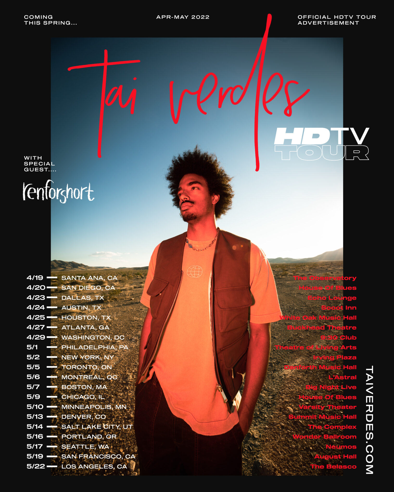 Tai Verdes Announces The HDTV Tour