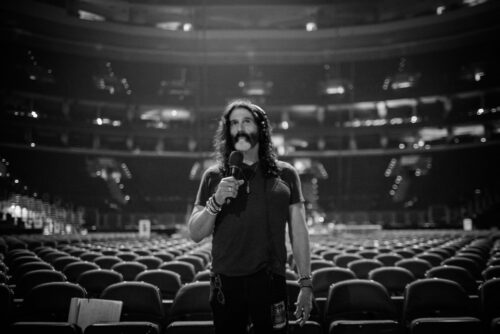 WMMR's Pierre Robert setting the stage for complete concert coverage of WMMR’s 50th Birthday Concert starring Bon Jovi, May 3, 2018 inside Wells Fargo Center, Philadelphia, PA. (photo: BP Miller/Chorus Photography)