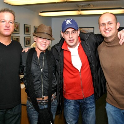 (2008) One of the several times P!NK came through the office over the years, she always was, always is and always will be a real one. What you see is what you get. No pretention whatsoever. And what a legendary talent she became. Pictured with the man who took a chance on me back in October 1993 and we've worked side by side ever since, Todd Cavanah, VP/Programming for Entercom Chicago and our great partner at RCA, Jeff Rizzo.