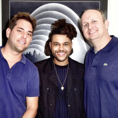 (2015) Before our legendary We Can Survive concert at the Hollywood Bowl.  Republic's Gary Spangler and I with the exceptional The Weeknd.